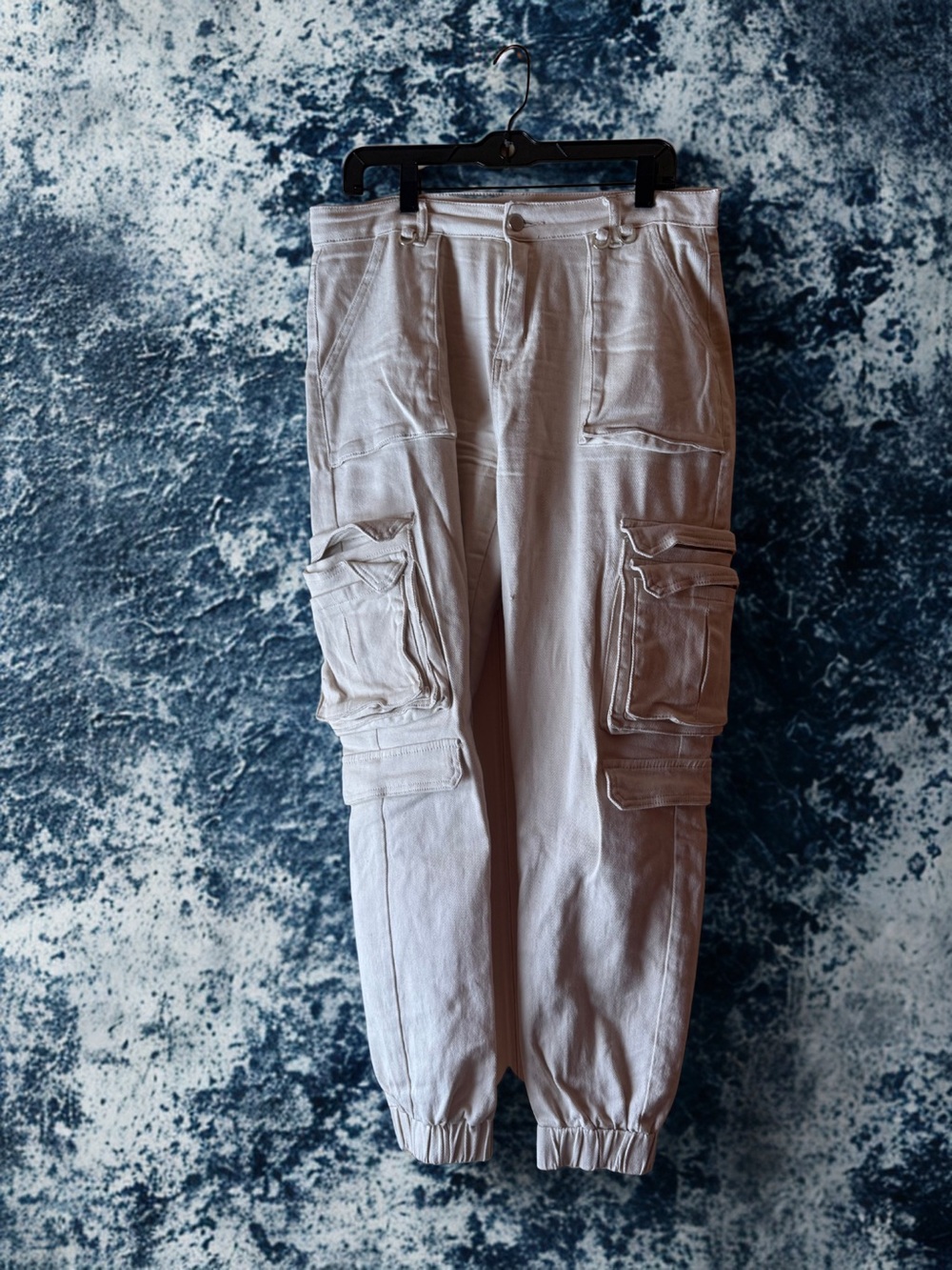 Utility Cargo Jogger Pants in Light Beige